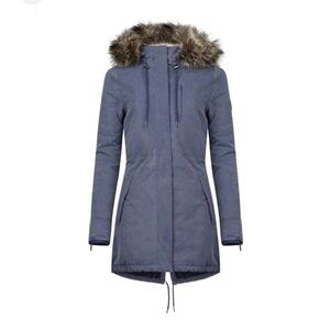 O’Neill Blue Frontier Parka Faux Fur Hooded Winter Jacket Womens Size S